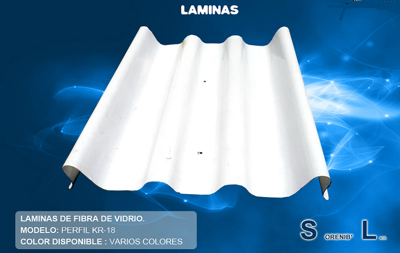 SUPER LAMINAS TAPATIAS LAMINA DE FIBRA DE VIDRIO PERFIL KR-18